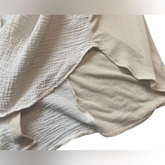 POL Cream Gauzey Oversized Plaid Accent Button Down Shirt - Picture 3 of 5